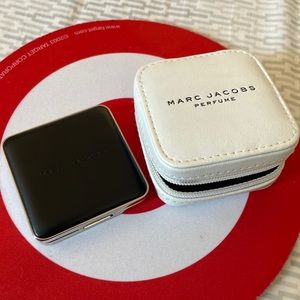 Marc Jacobs solid perfume compact mirror black leather case mini travel